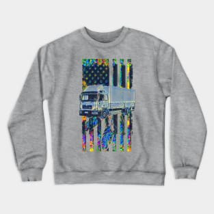 Semi Truck feather flag Crewneck Sweatshirt